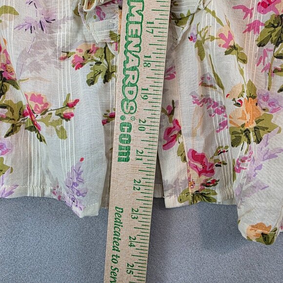 Mille‎ Resortwear Travel Hanna Floral Ruffle Button Front Top Bohemian Beach XL - Picture 8 of 11